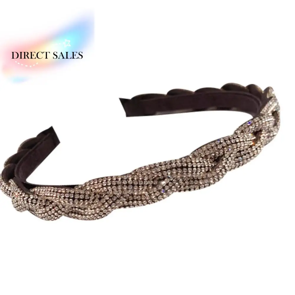 

Sweet Thick Rhinestone Headband Shiny Korean Style Women Hairband Headwear Hair Accessories Twist Braid Hair Hoop Girl