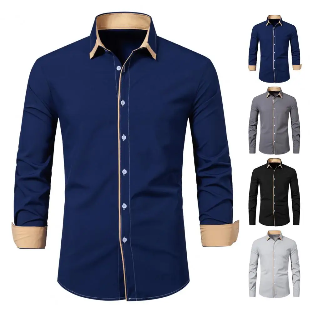 

Solid Color Long Sleeve Men Shirt Formal Business Slim Fit High Quality Shirt 2024 Casual Button-up Shirt Relaxed Fit Men Shirts