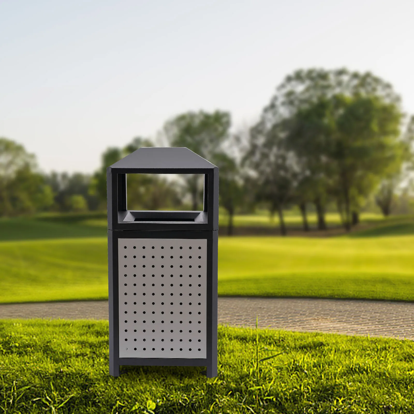 15 Gallons Garbage Can Indoor and Outdoor Trash Can Stainless Steel Waste Container Commercial Garbage Enclosure