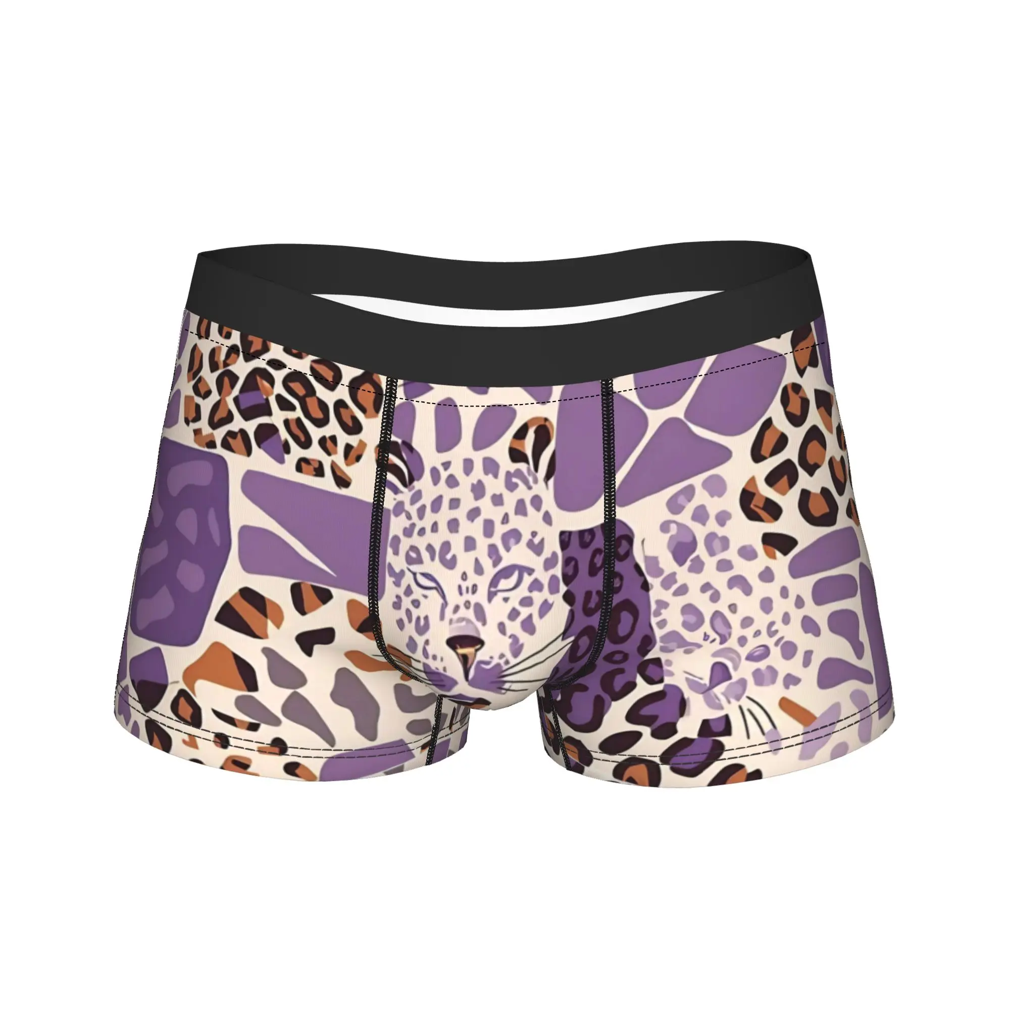 

Purple Leopard Underwear Men Underpants Pattern Soft Trend Boxer Shorts High Quality Shorts Briefs Plus Size 2XL