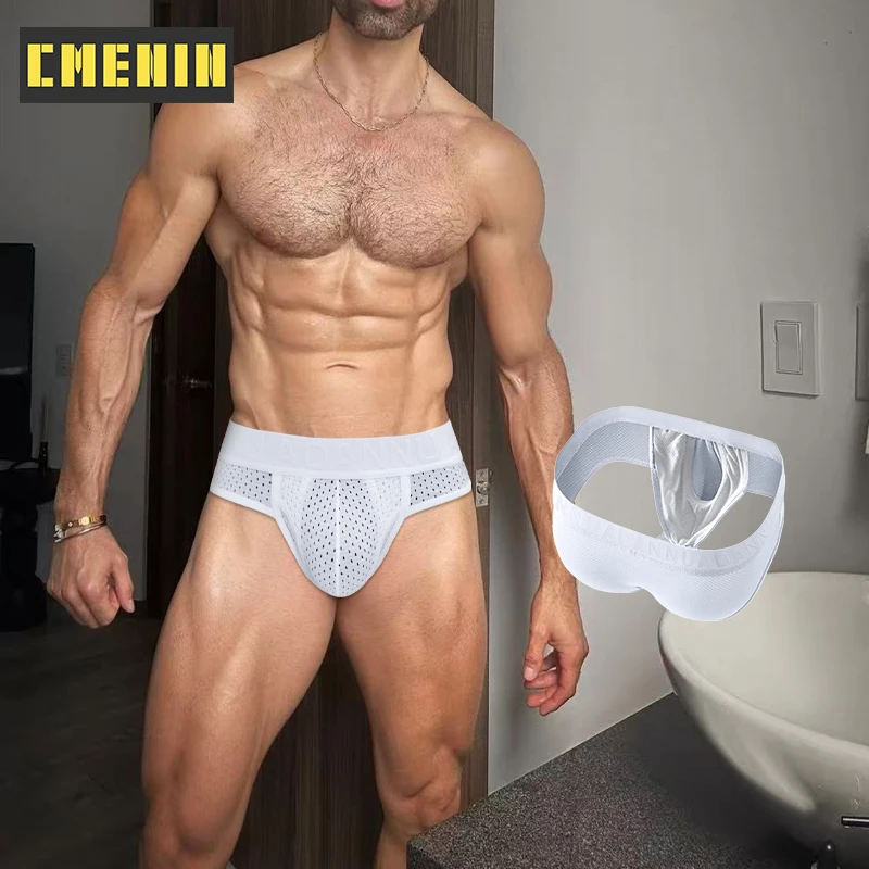 

CMENIN сексуальное мужское нижнее белье, сетчатые дышащие мужские трусы-бикини, хлопковые мужские трусы, трусы с бандажами для геев, плавки