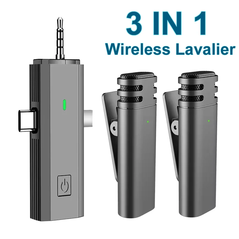 3 IN 1 Wireless Lavalier Microphone Universal Ai Noise Reduction Microphone Mic For iphone Type-C 3.5mm Jack Live Broadcas Mic