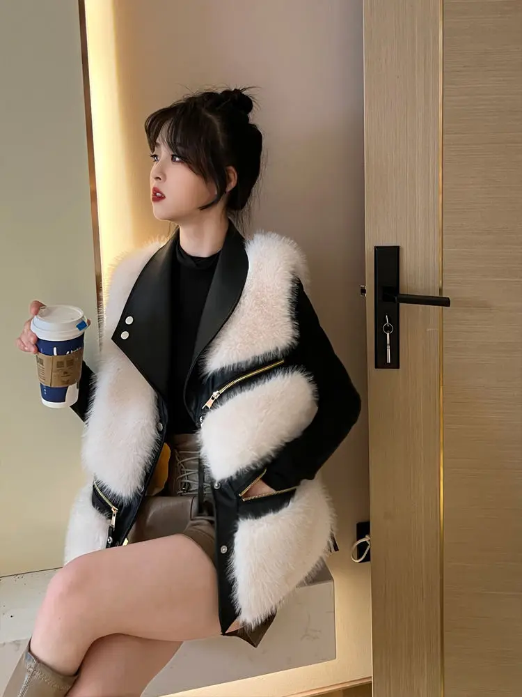 Fur Vest Women\'s Coat 2024 Autumn and Winter New Patchwork Vest Fur One-piece Vest Short Jacket