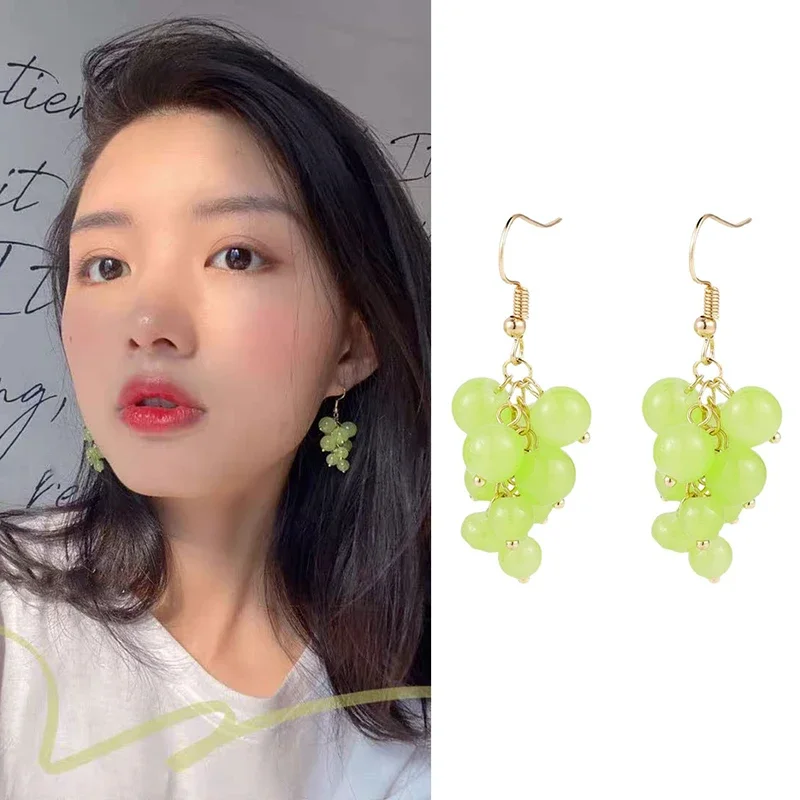 Fashion Grape Earrings For Women Simple Cute Fruit Pendant Earring Party Trendy Jewelry Accessories Gift