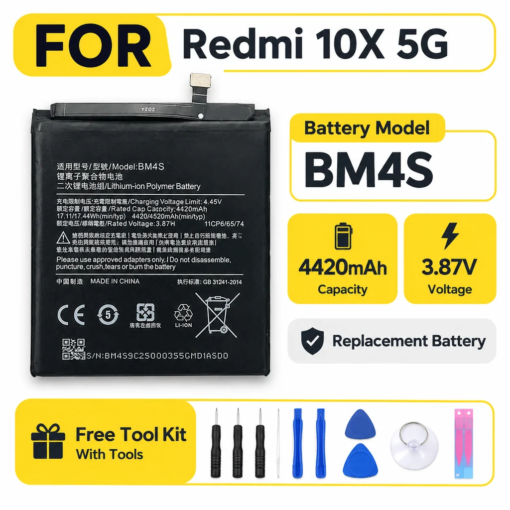 BM4S Replacement Battery for Redmi 10X / 10X-5G Mobile Phone with Built-in Electric Board, Phone Repair Battery Replacement Part