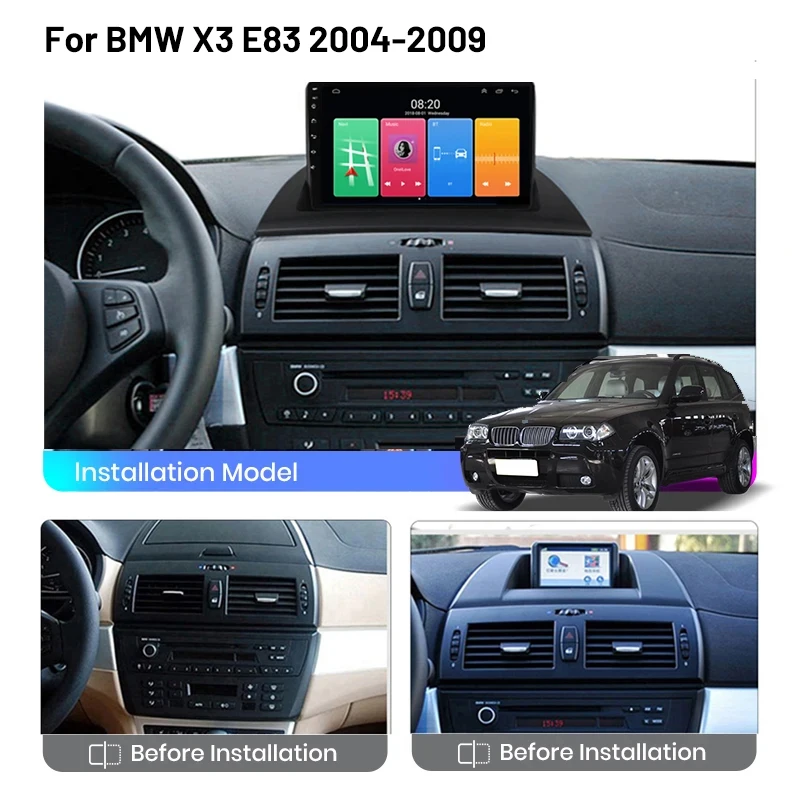 Carplay Radio 2Din Android Autoradio Android 13 Radios 8Core 4G WIFI for BMW X3 E83 2004-2009 Automotive BLuetooth DSP Subwoofer