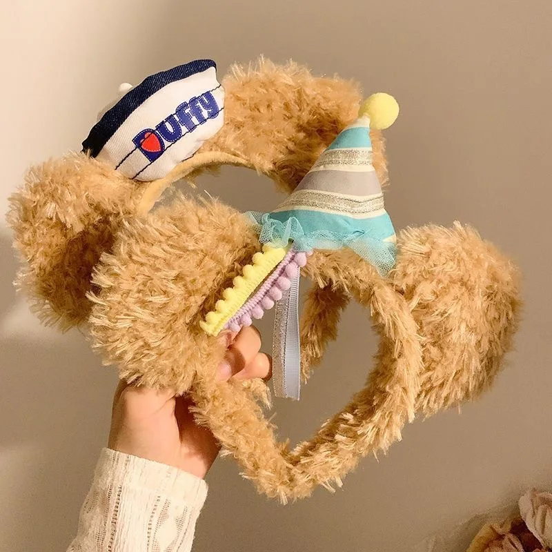 

Kawaii Disney Duffy Plush Hair Bracelet for Girls Cute Amusement Park Face Wash Makeup Headband Hair Clip for Girls Gift