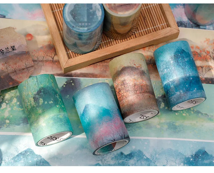1 Rolle Washi Tape China Jiangnan Bunte Tuschemalerei Serie Handkonto Album Tagebuch DIY Dekorative Aufkleberrolle – Detail 12