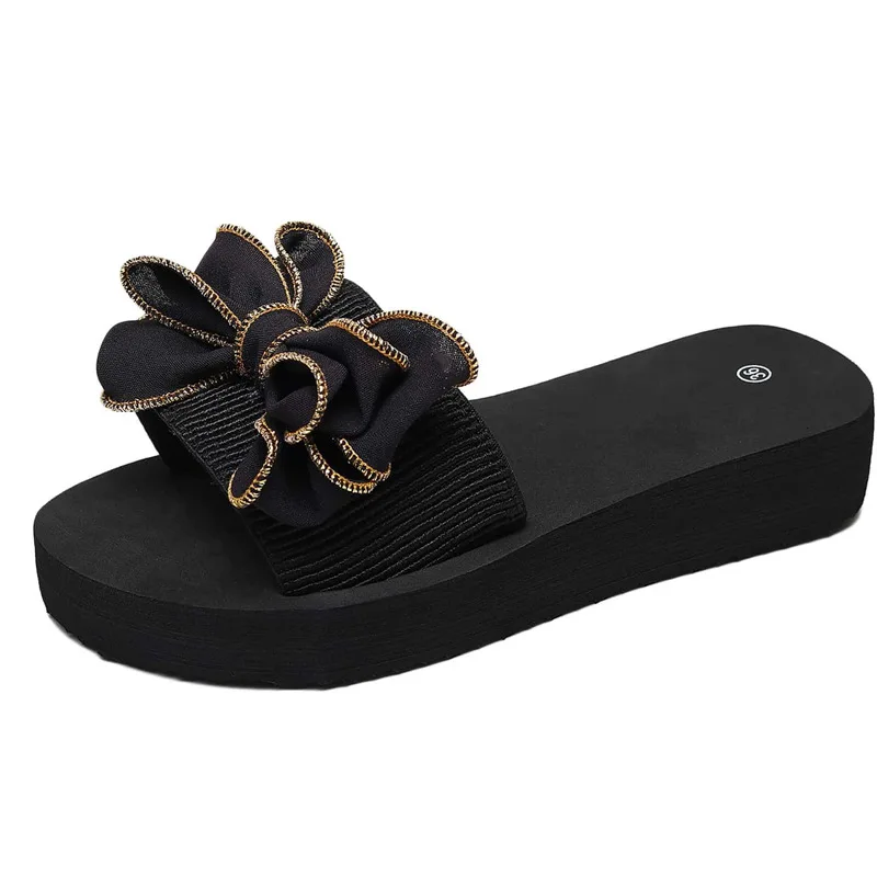 Sandalias con lazo de verano para mujer, zapatillas informales planas para interiores y exteriores, chanclas de playa, sandalias de plataforma de talla grande 35-42