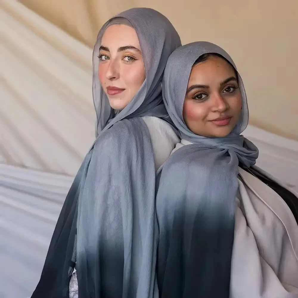 

Роскошный градиентный хиджаб-шарф, длинный платок-бандана, солнцезащитный, универсальный исламский тюрбан для вечеринок