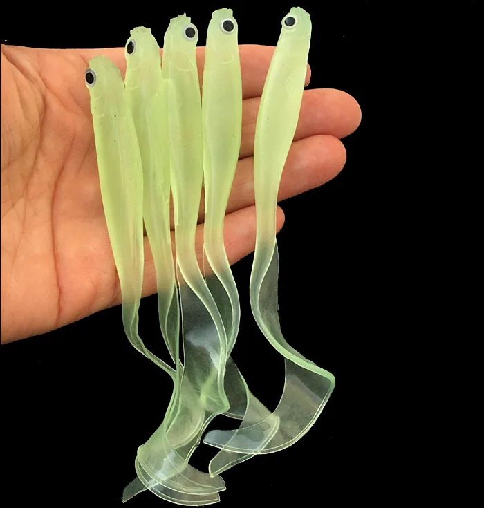 Fishing Lure Soft Bait 6.5g 10.5cm Single Tail Grub Artificial Fish Bait Night Fishing Glow Luminous Lot 5 Pieces