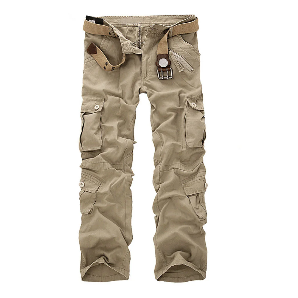 

Men's Loose Camouflage Thick Overalls Pants Spring Outdoor Sports Hiking Camping Hunting Multi Pocket Tactical Military Trousers