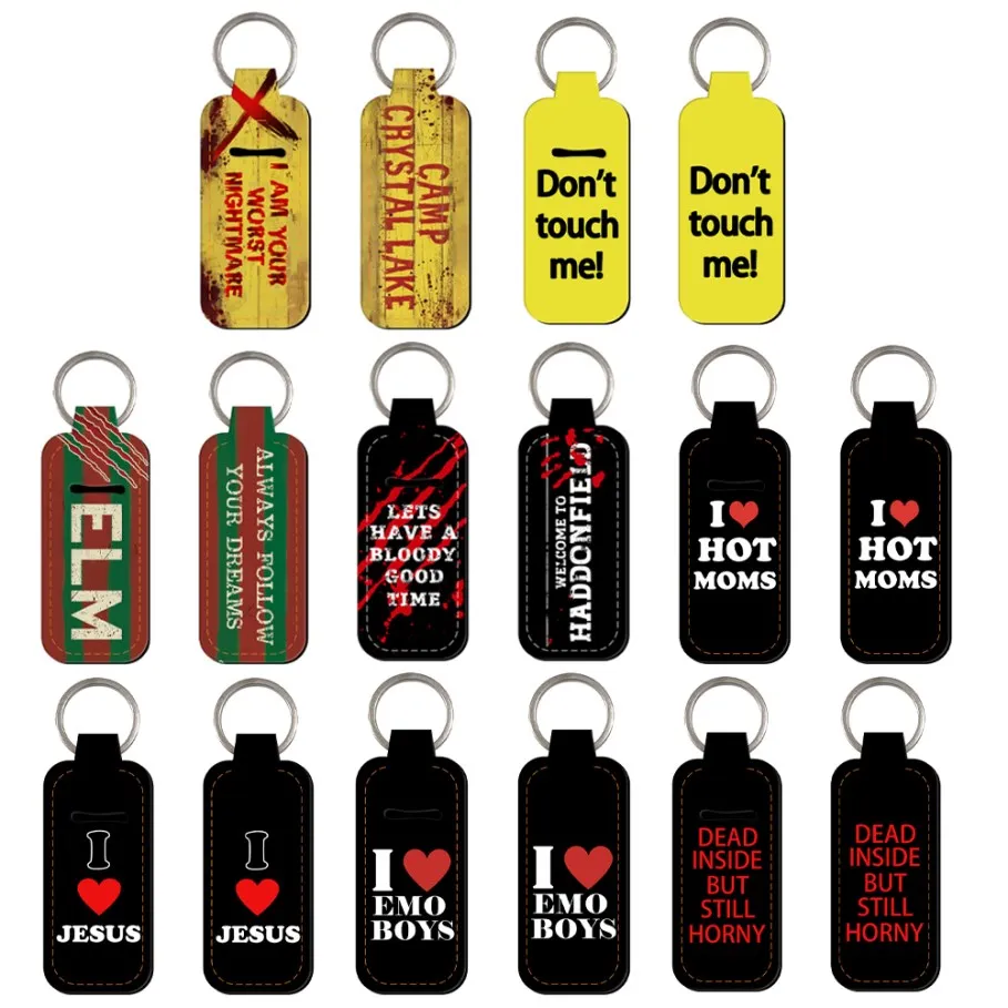 Don't Touch Me New Fashion Lipstick Holder Keychains Chapstick Holder Lip Balm Lipsticks Keyrings Bag Jewelry 1pc