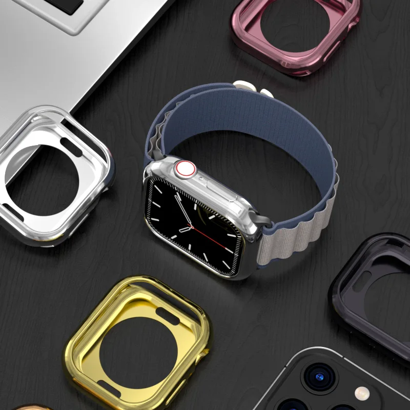 Capa de relógio ultra-fina chapeada para Apple Watch, capa TPU transparente para iWatch série 10, acessórios protector shell, 42mm, 46mm