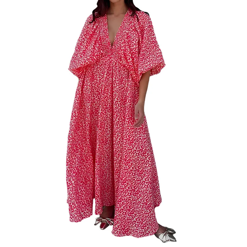 Abito lungo floreale Instagram da donna estivo 2025 - Abito lungo Boho Chic oversize Abito estivo da spiaggia ampio all'ingrosso