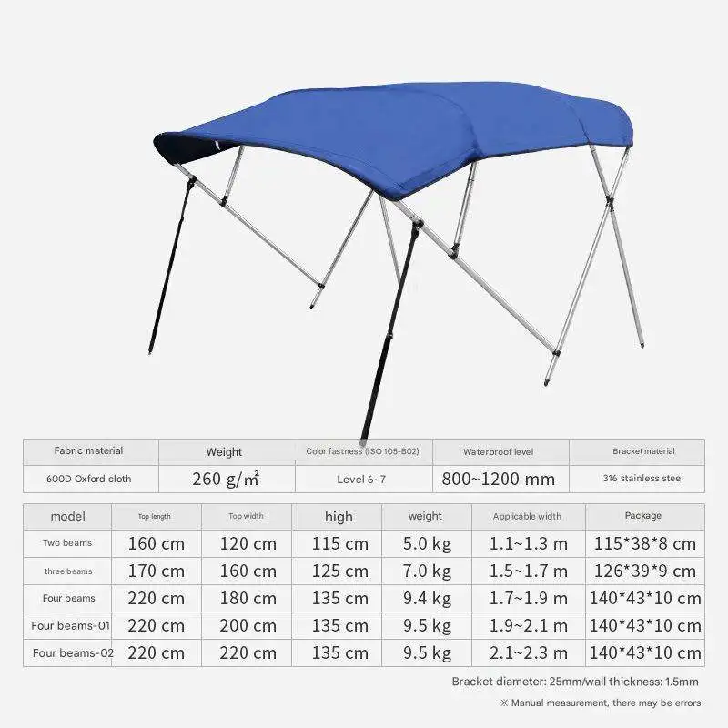 Canopy Sunshade For Fishing Yacht Pvc Inflatable Boat Kayak Divers Tent Steel Awning Fiberglass Cover Outboard Top Stainless