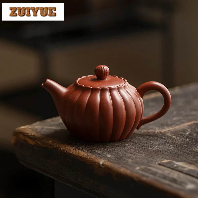 

110ml Authentic Purple Clay Teapots Handmade Chrysanthemum Petal Pot Raw Ore Zhu Mud Kettle Chinese Zisha Tea Set Teaware gift
