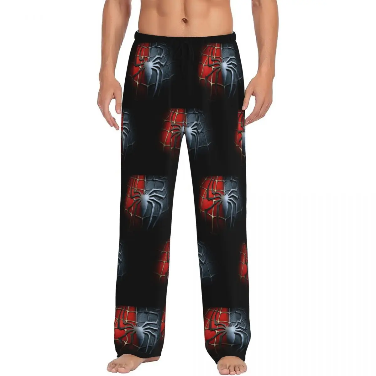 Custom Print Men Spider Web Pajama Pants Sleepwear Sleep Lounge Bottoms with Pockets