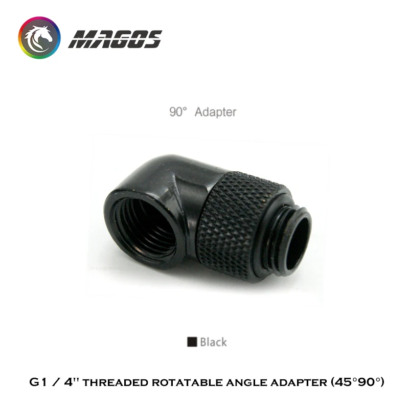 암에서 수 피팅으로 회전 가능한 F-M PC 수냉 커넥터, 블랙, 실버, 골드, 화이트, G1, 4 인치, 45, 90 도