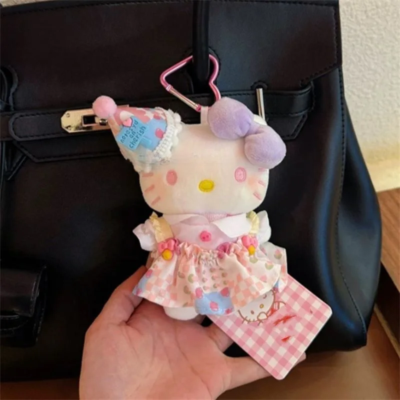 Olá Kitty Vestido Floral Pingente Chaveiro em forma de Coração Presente para Minha Bestie Moda Mochila Acessórios