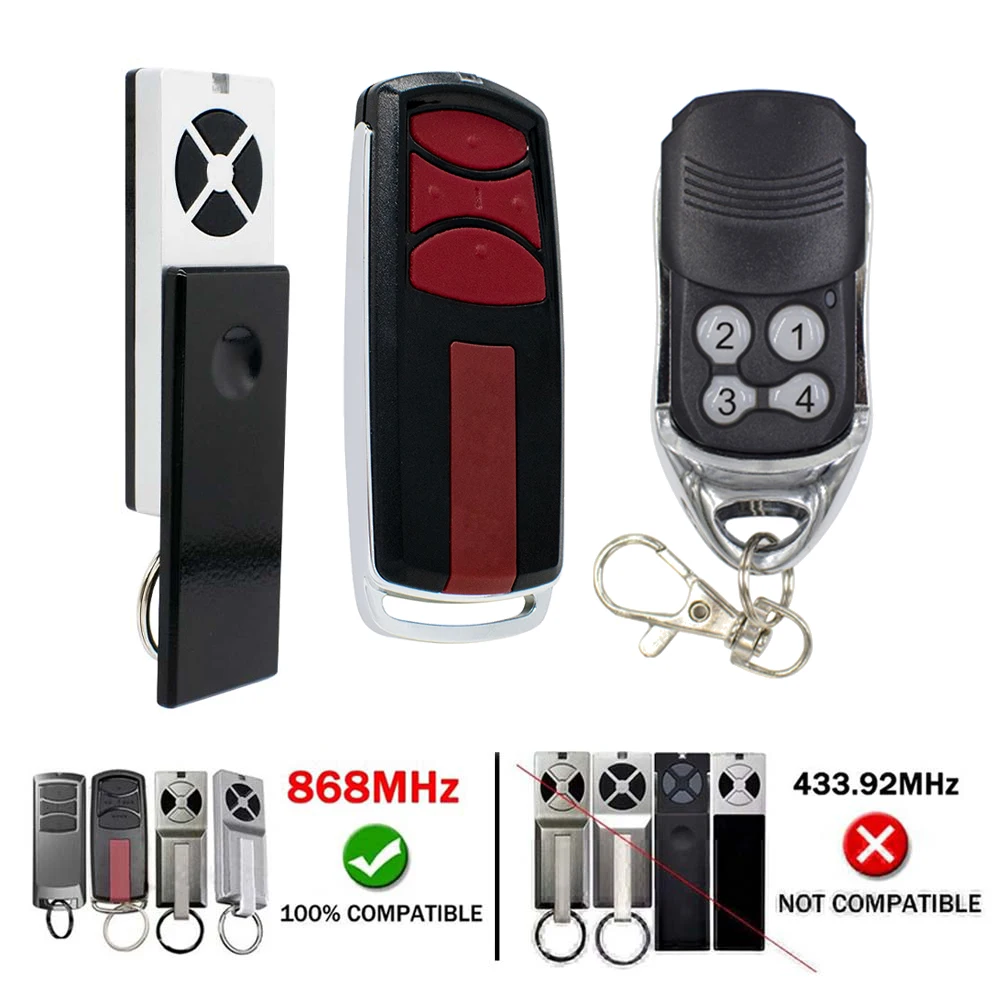 1~5PCS TX2REV TX4REV TX4REVF TX4EVF Garage Door Remote Control 868MHz Gate Keyfob Garage Door Opener