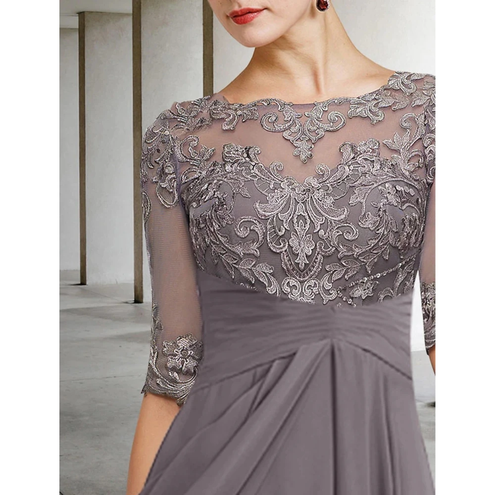 Elegant Mother of The Bride Dress Scoop Neck Half Sleeves Lace Appliqued Tea Length Wedding Guest Dresses Customized image 3