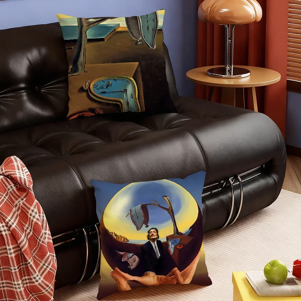 Art S-Salvador Dali cushion cover Soft Smooth Hidden Zipper Washable Decorative Couch Office Housewarming Gift