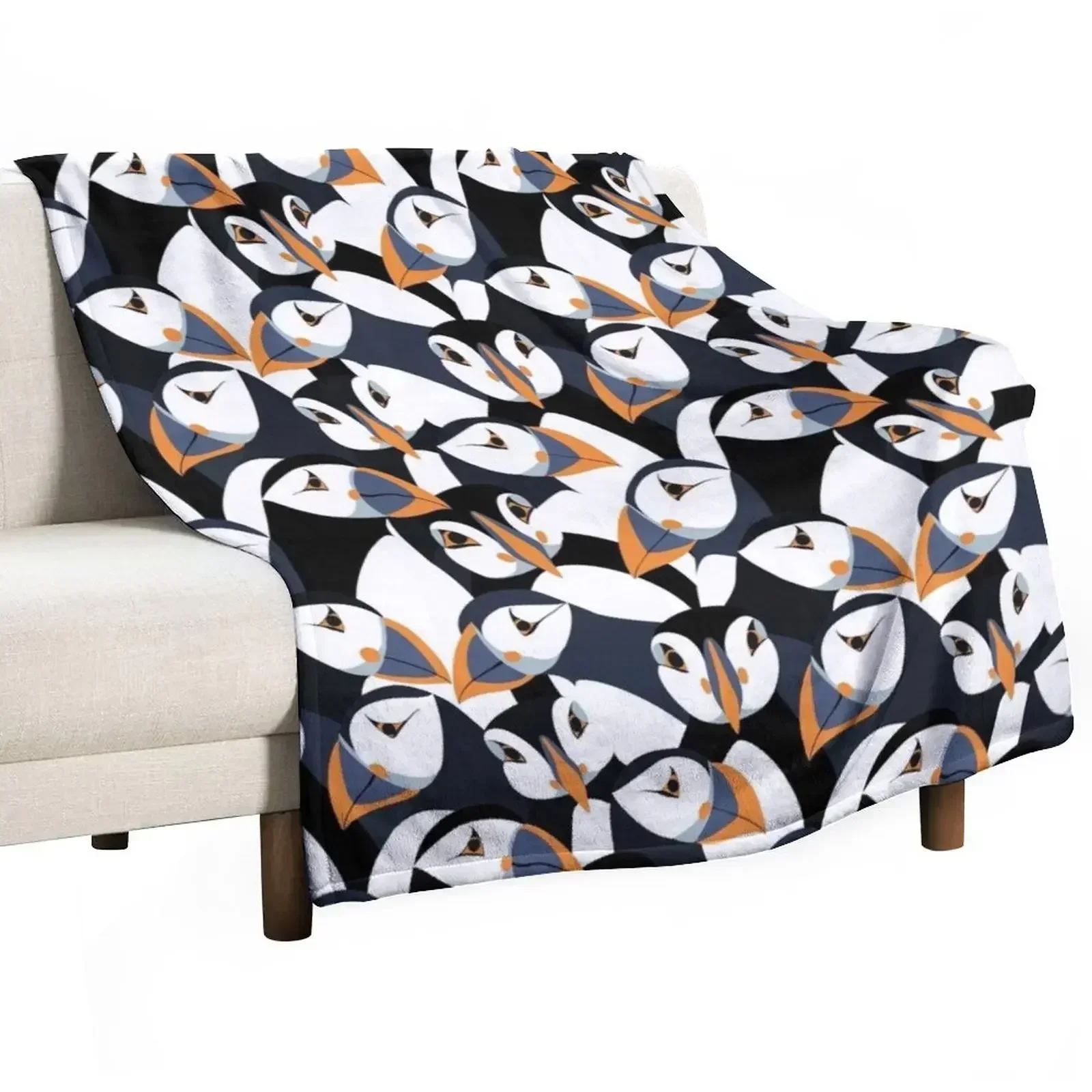 

Puffins with orange beaks Throw Blanket Furry Soft Plush Plaid Blankets