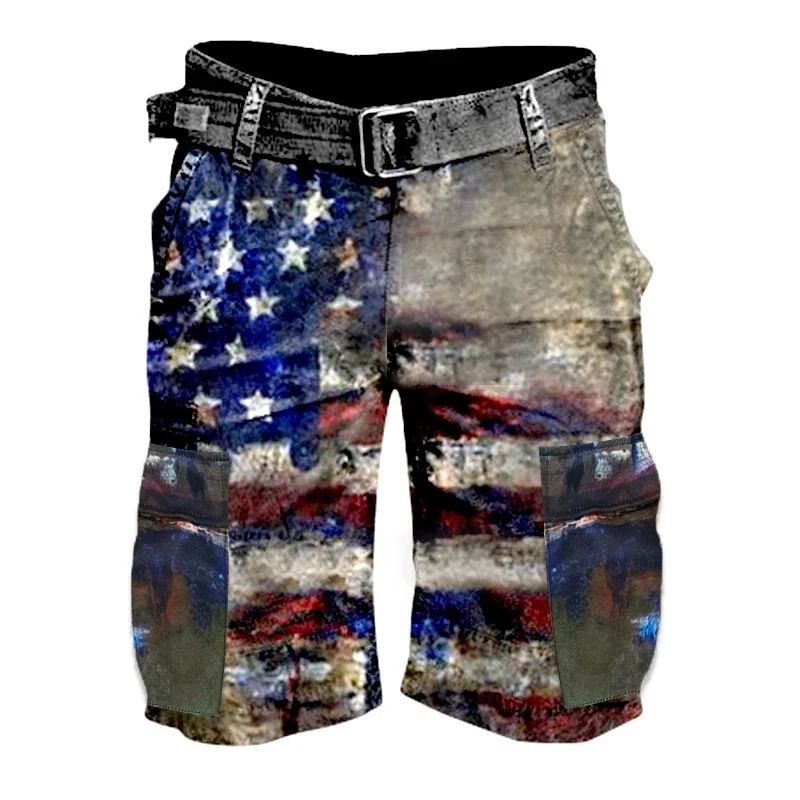 

New Men's 3D Digital Denim Shorts Trend Sports Street Running Outdoor Work Shorts Punk Style Versatile Loose Denim Shorts Large