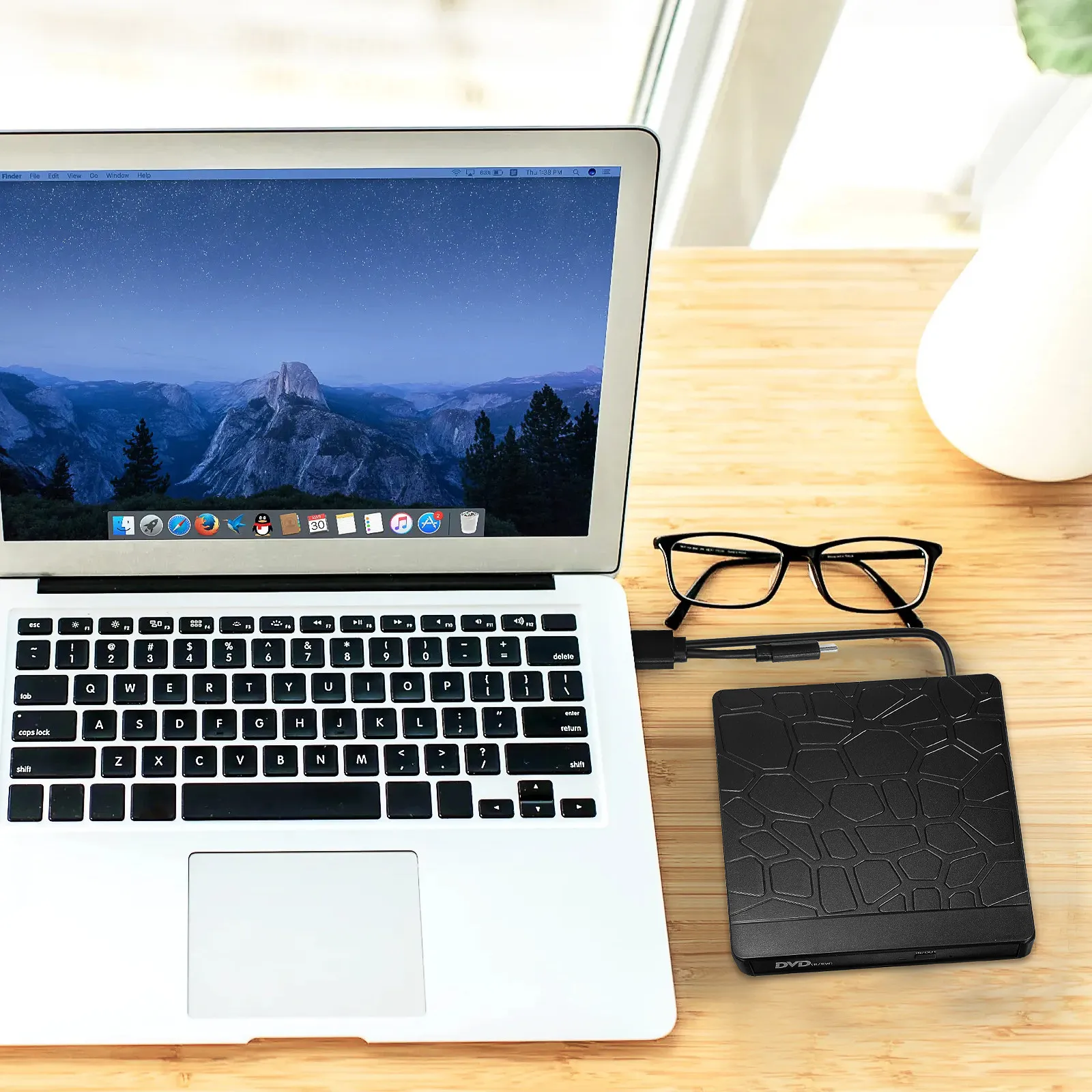 External Cd Dvd Drive Stone Texture Dual Function USB Cd Burner Dvd Reader for Laptop Computer Pc External Cd/dvd Drive