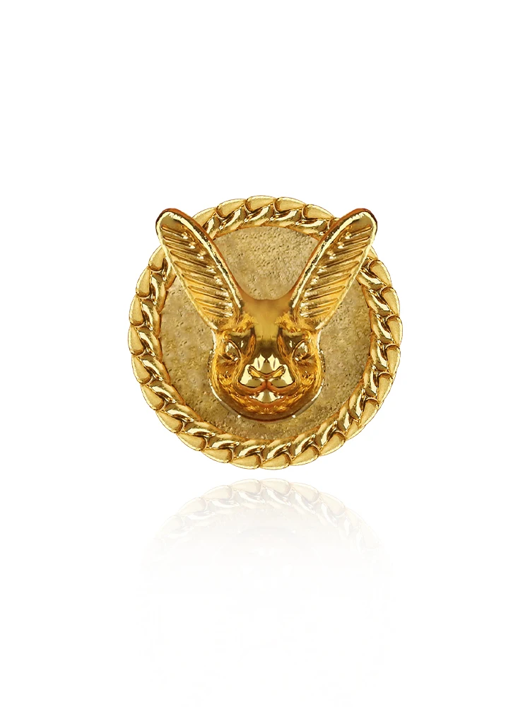 Metal Button Three-Dimensional Rabbit Button Cute Wild Top Women's Clothing Decorative  Retro Accessories