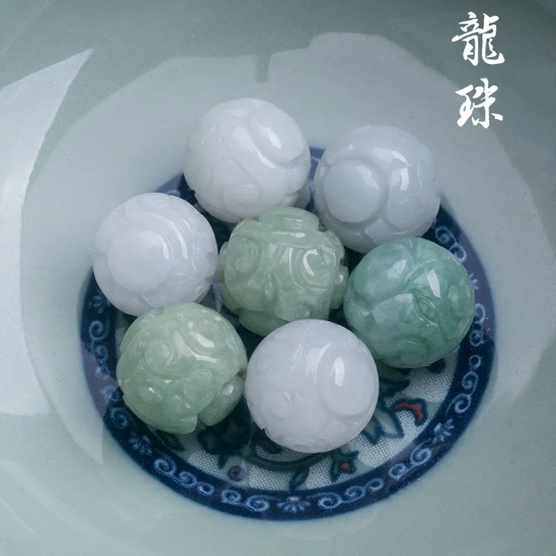 

Нефритовые бусины россыпью, натуральные, ледяного типа, с резьбой в виде дракона, нефритовые бусины удачи, аксессуары для рукоделия, оптом для браслетов