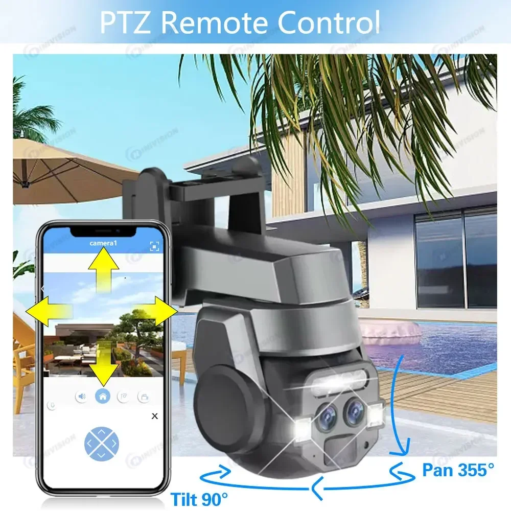 Câmera Sem Fio com Visão Nocturna Colorida, Monitoramento Inteligente, Carecam Pro, Detecção Humana, CCTV, Zoom PTZ 10X, 4K, 8MP