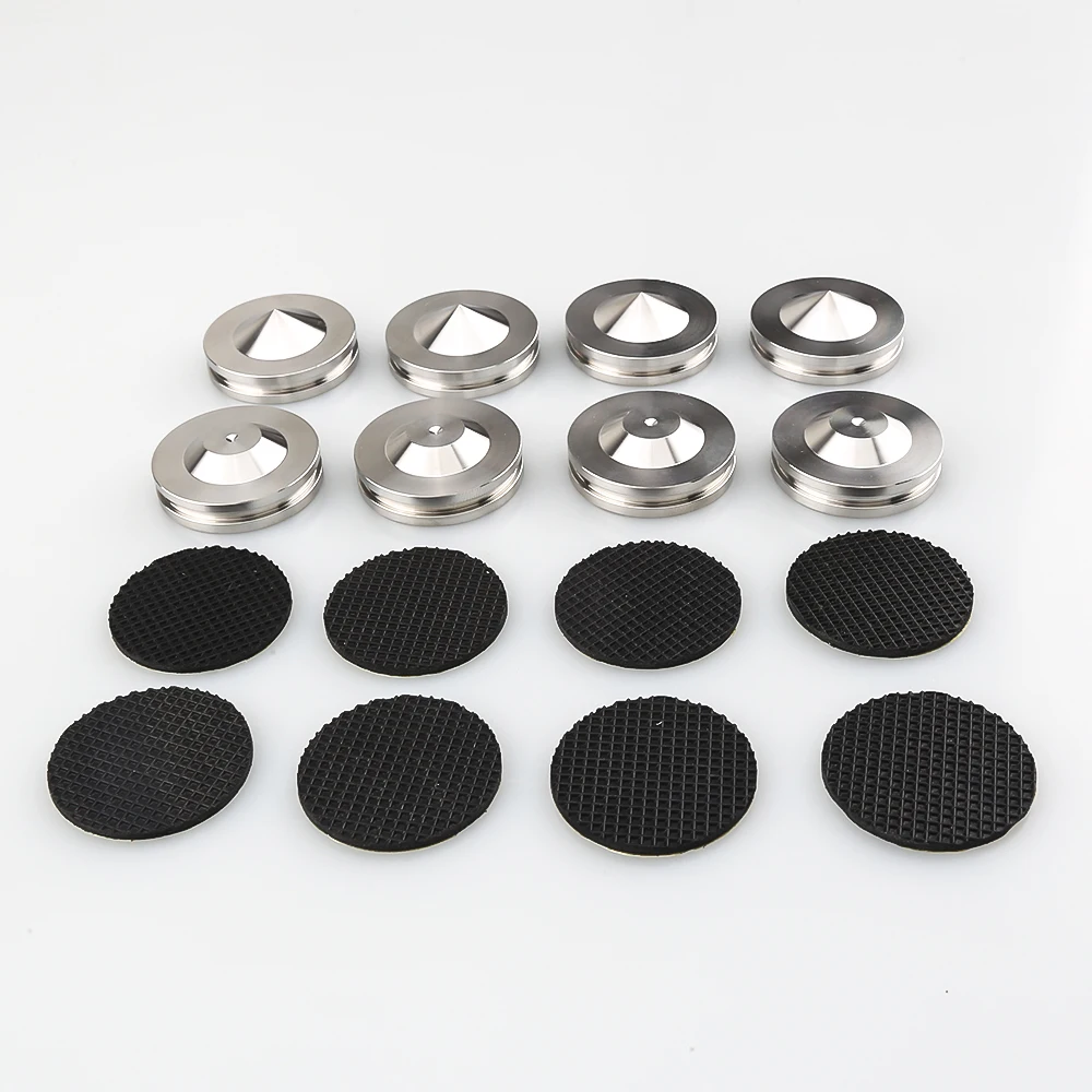 4 Sets Stainless Steel Speaker Isolation Spike Feet Anti Vibration Pad HiFi Audio Speaker Stand Base