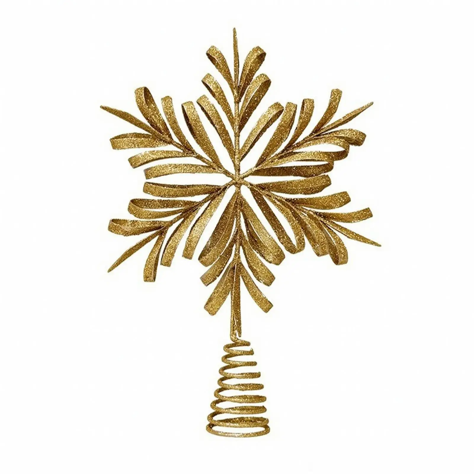 Gold Christmas Tree Star Topper Iron Ornament Glittery Finial for Holiday Home Decor
