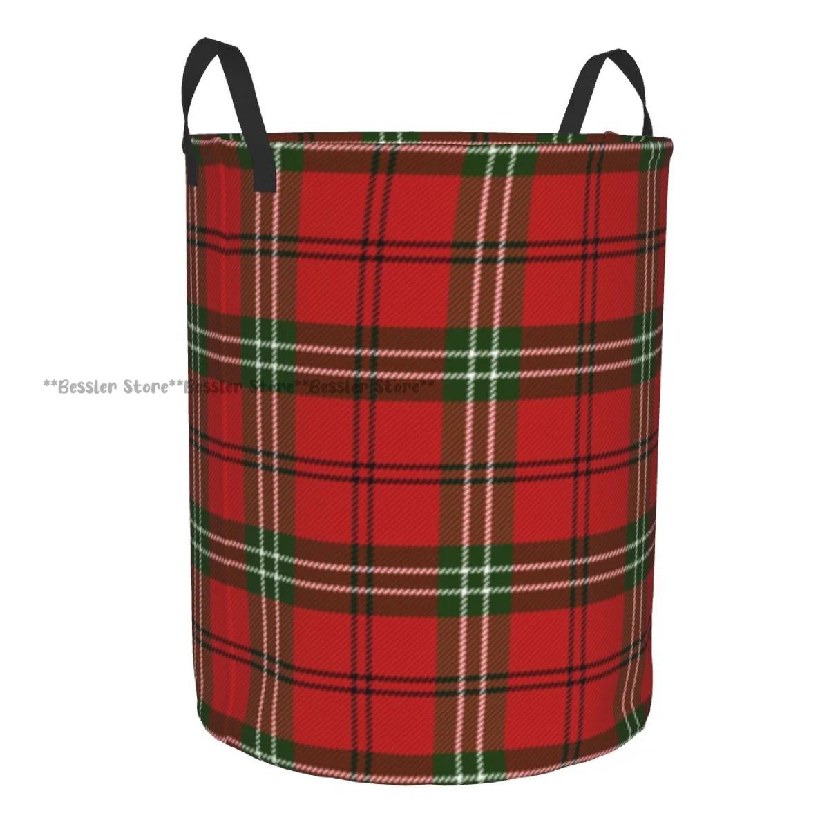 Laundry Basket Tartan Plaid Scottish Pattern Round Storage Bin Collapsible Hamper Clothes Bucket Organizer