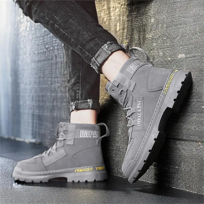 High Top Boots Men Leather Shoes Fashion Motorcycle Ankle Military Boots For Men Winter Boots Man Shoes Lace-Up Botas Hombre