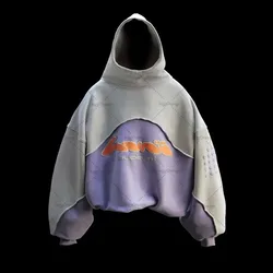 Street Hip-hop Fashion Versatile Hoodie Men Y2K Retro Harajuku Personalized Design High Collar Oversized Sweatshirt Women