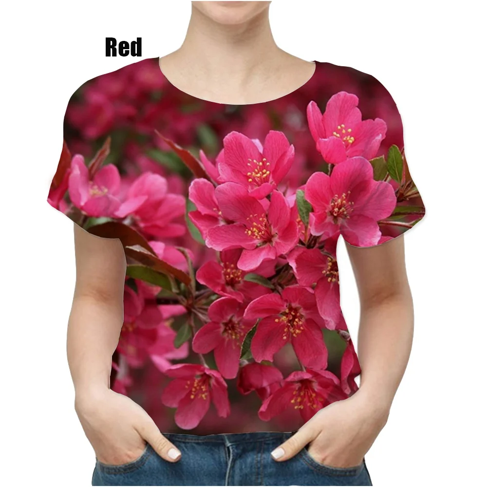 2022 Latest Design Peach Blossom 3d T-shirt Summer Casual Women's Simple Fashion T-shirt Floral Graphic T-shirt Top