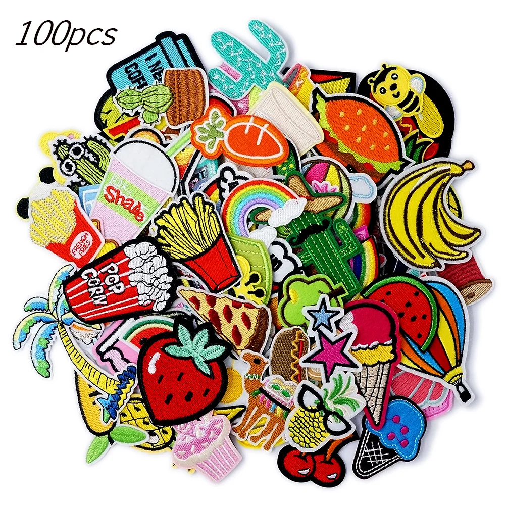 

100Pcs/Lot Hamburg Fruit Carrots Patches Cloth Embroidered Applique Sewing Clothes Accessories Apparel Supplies Patch Decoration