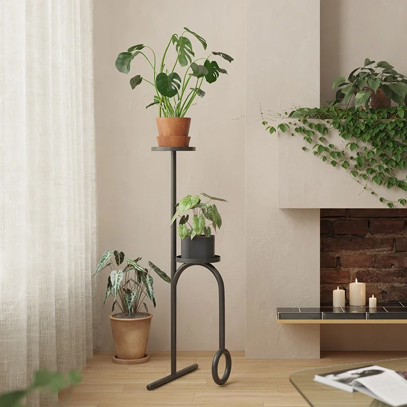 Iron Living Room Plant Rack  Stable Balcony Organizer Elevated Greenery Shelf  H-Shaped Step Plant Holder