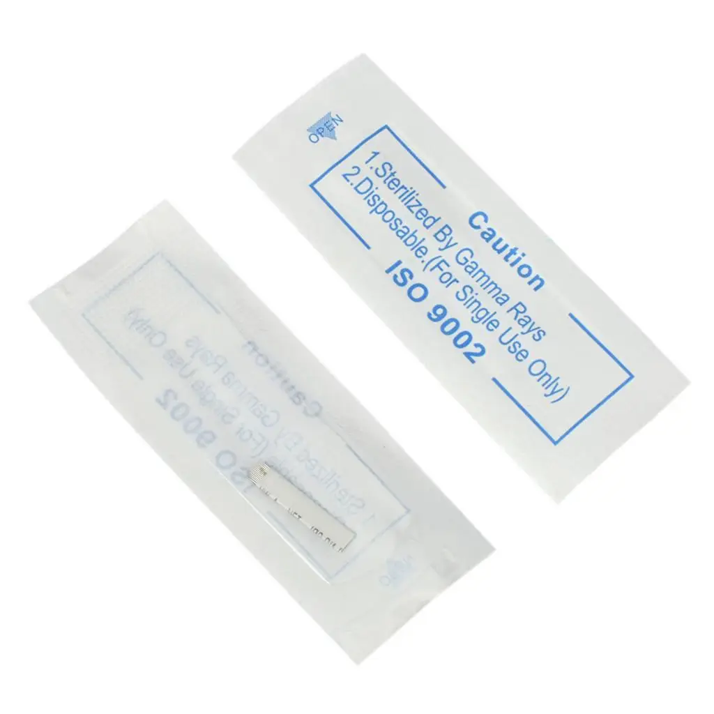 50PCS Eyebrow Embroidery 14 Pin Permanent Makeup Sloped for Eyebrow Ironing Kit Tattoo Supply