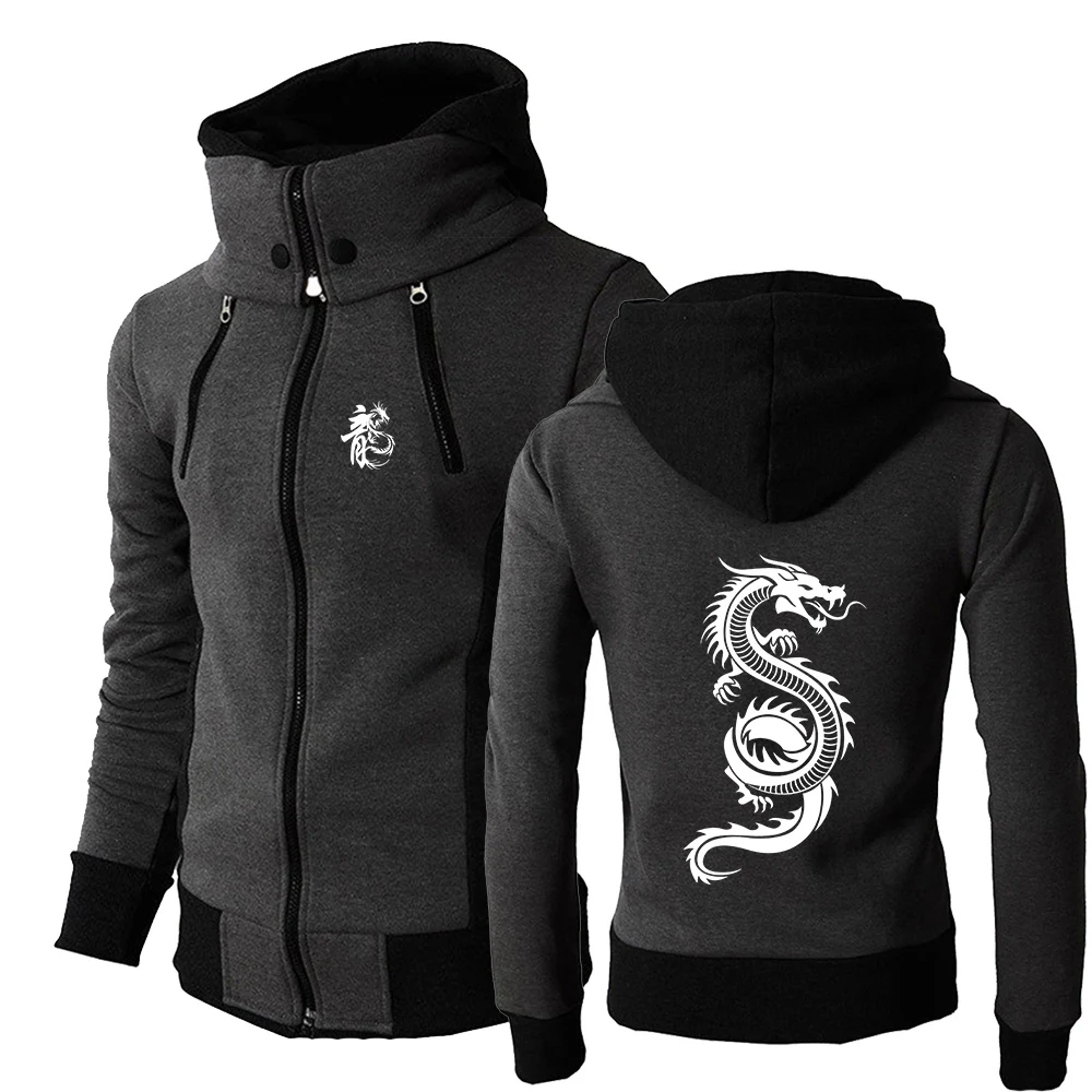 

2025 Spring And Autumn Chinese Dragon Print New High-Quality Men Three-Color Zipper Hoodies Causal Comfortable Tops