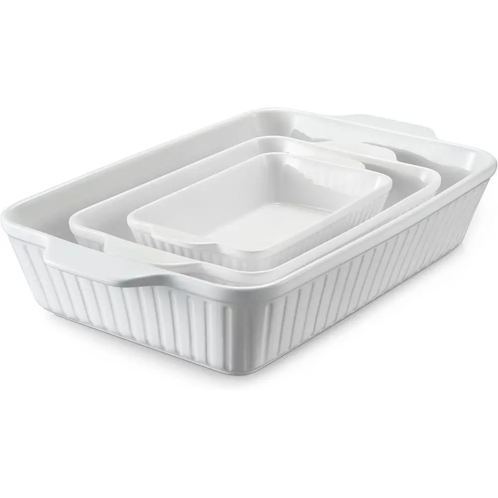 

Casserole Dishes or Oven, Bg Dishes Set, Ceic Bakeware Sets o 3, Lasagna Pan Deep, Recular Bg Pan Set with Handles or Bg, Casser