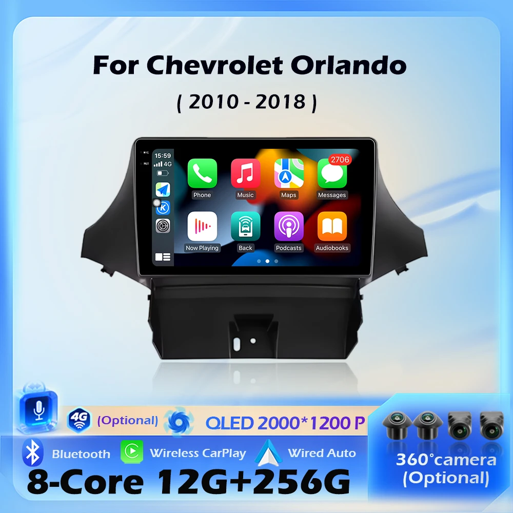 

For Chevrolet Orlando 2010 - 2018 Android 16 Wireless CarPlay Car Radio Multimedia Video Player Navigation GPS 4G WIFI BT 9 inch
