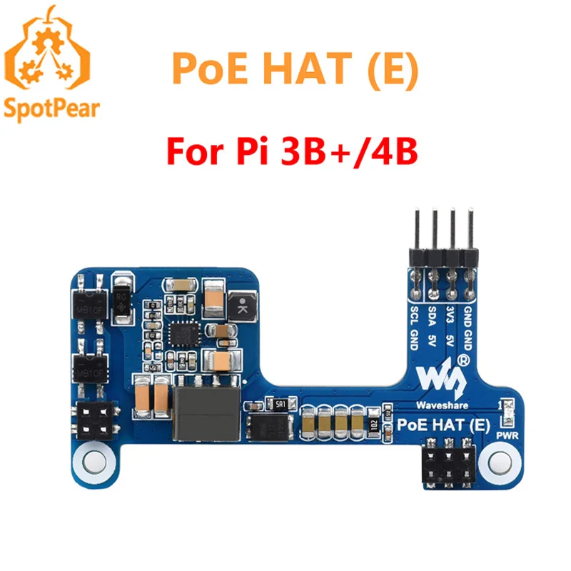 Raspberry Pi PoE HAT Power over Ethernet HAT 802.3af-compliant for 3B+/4B waveshare  PoE HAT (E)