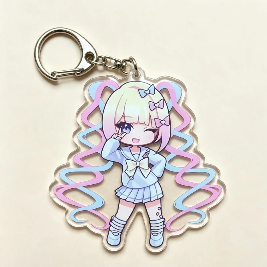 Cute Chibi Game Anime Acrylic Keychain，Double‑Sided Printed  Bag Charm Pendant, Gift for Fans  Ame & kangel Accessories for Bag