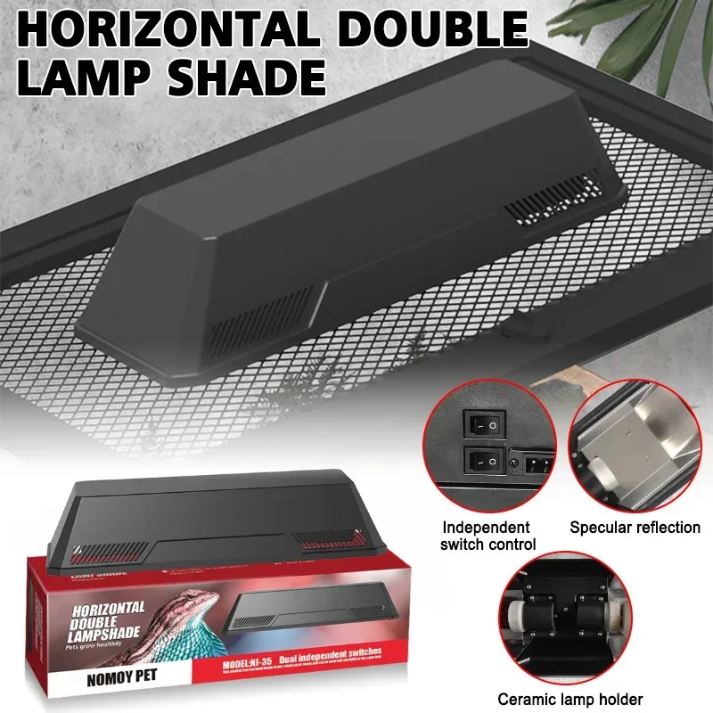 

Reptile Double Lamps Lampshade Pet Turtle Basking Lamp UVA Heating Sun Lamp E27 UVB Ceramic Lamp Head Terrarium Insulation