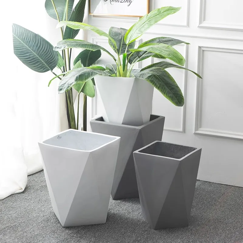 Nordic magnesium mud floor-to-ceiling large flower pot king size living room modern room soft decoration fashionable geometric s