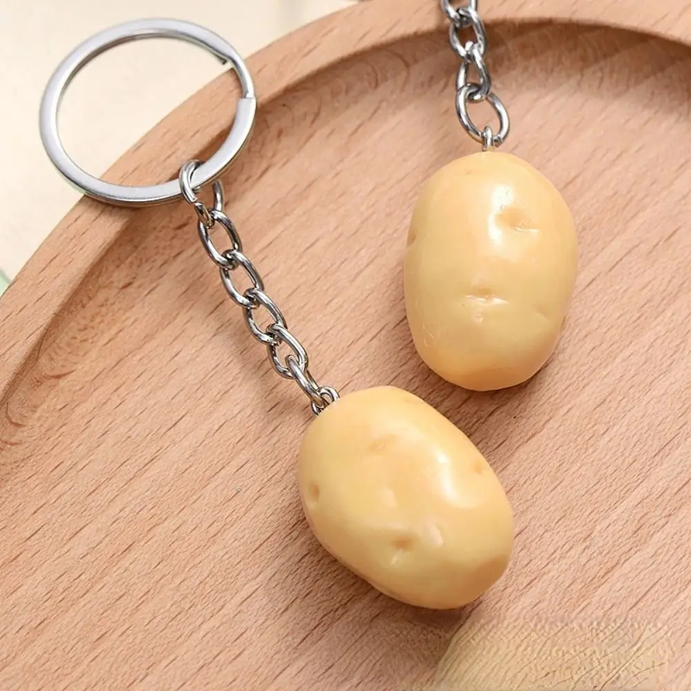 Simulation Simulation Potato Keychain Potato Kawaii Mangosteen Model Pendant Cartoon Resin Food Keychain Backpack Decor